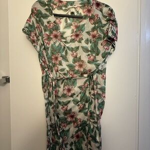 H&M Green and Pink Dolman Sleeve Maxi Sundress